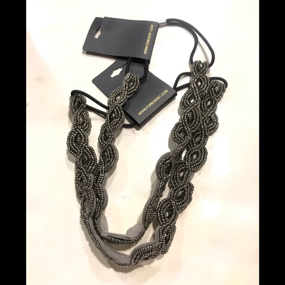 3 Forever21 PEWTER Beaded Bridesmaid Hair headband - Picture 2 of 16